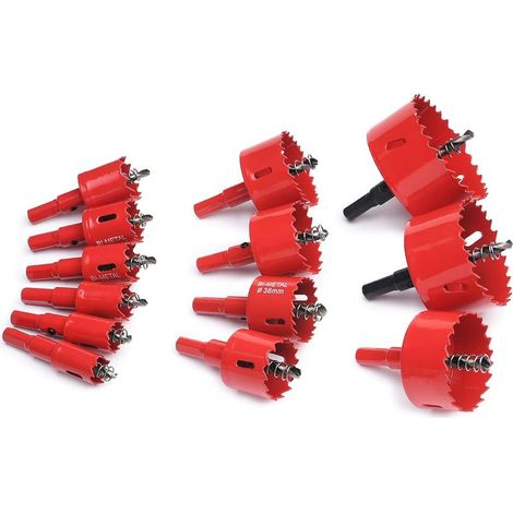 Scie Cloche Bi-métal,13 PCS Coffret de Scie Trépan 18-75mm,Scie Cloche avec Adaptateur Hexagonal et Foret de Centrage,pour Percer Plastique,PVC,Bois,Panneaux Fibres,Métal Souple (1/5)