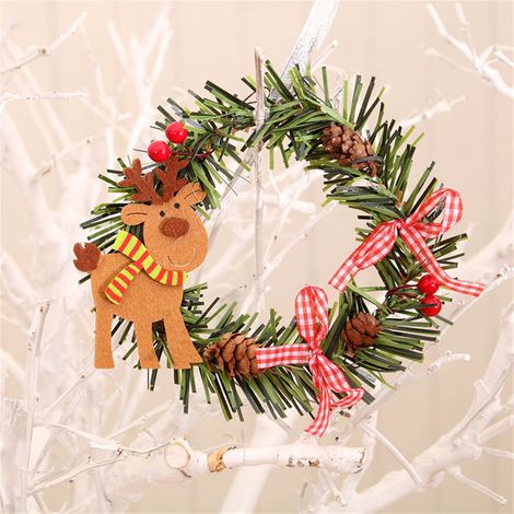 Guirlande De Noël - Couronne En Rotin - Décoration Murale Pour Porte Fenêtre - Intérieur Extérieur - 1 Pièce (1/3)