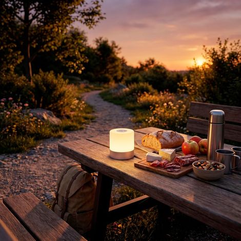 BRILONER Mini LED Akku Tischleuchte IP44, Stufenweise Dimmbar, Touch, Mobiles Licht, LED Tischlampe Aussen, 7 cm hoch, Silber