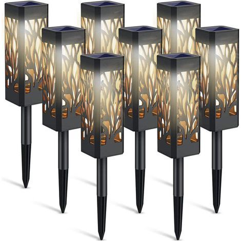 pair Lampes Solaires Extérieures de Jardin - Lot de 6 Lanternes Solaires avec Lumière Blanche Chaude - Étanches IP65 - Auto On/Off (1/5)