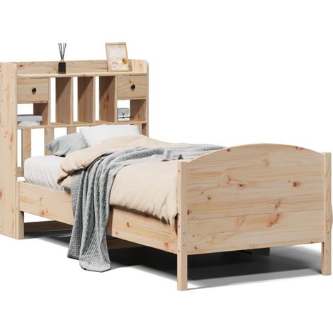 Maison Exclusive - Massivholzbett mit Regal ohne Matratze 100x200