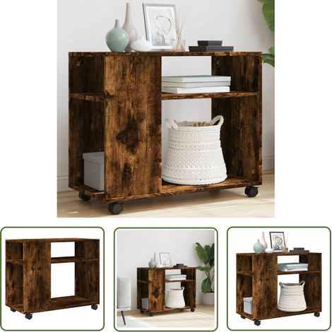 vidaXL Beistelltisch mit Rollen Räuchereiche 70x35x60 cm Holzwerkstoff (1/5)