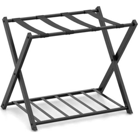 Support de valise pliable, support à bagages en métal pour chambre à coucher, noir (1/5)