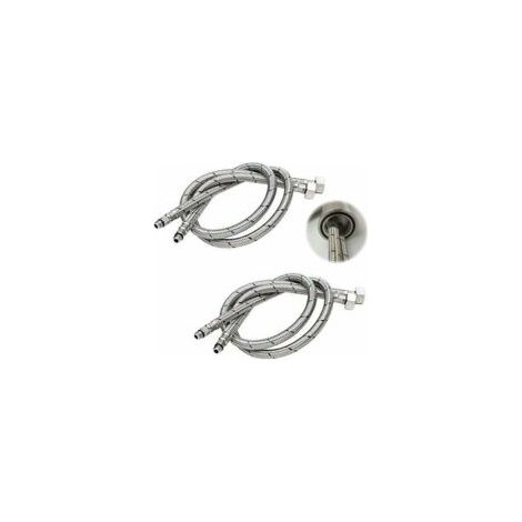 Tuyau de raccordement G 3/8 DN6 60 cm de long pour robinets, tuyau d'eau flexible fileté à compression 2 pièce (1 paire) (1/5)