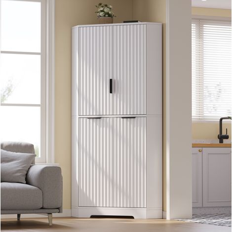 Mueble esquinero 60x60x172 cm con 4 puertas y estantes ajustables, ahorra espacio, MDF para cocina - blanco