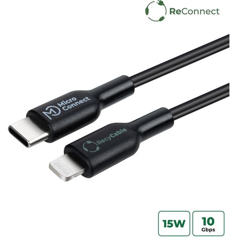 Microconnect ECO-USB3.1CL2 Lightning-Kabel 2 m Schwarz (1/5)
