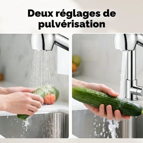 Douchette cuisine 2 types de jet - pommeau de rechange pour robinet cuisine et évier, aérateur amovible, ABS chromé (1/4)