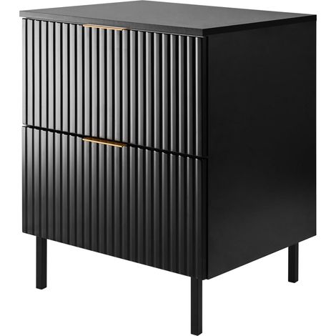Mobile lavabo, Nero + maniglia dorata, 60 x 77 x 46 cm + Piano, piedi neri (1/4)