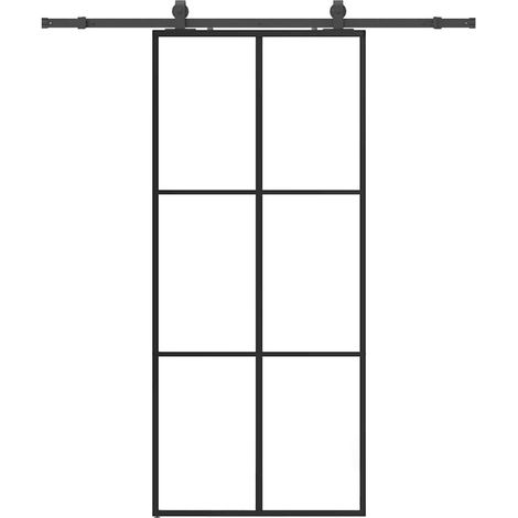Maison Exclusive - Schiebetür mit Beschlag Schwarz 90x205 cm ESG-
