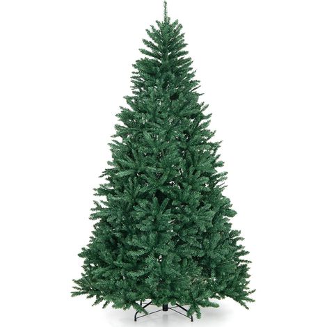 Costway – Sapin de Noël artificiel 225 cm – 2254 branches en PVC – Support métallique pliable – Installation rapide – Vert (1/5)