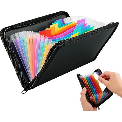 A6 Compartment File Folder, 13 Pockets, A6 Document Organizer with Zipper Closure, Receipt and Coupon Organizer, Accordion File Folder (1/5)