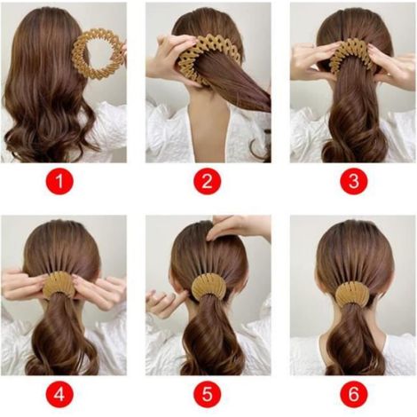pince cheveux,pince cheveux,accessoire cheveux,pince cheveux femme, 3 pièces Forme Nid d'Oiseau Support de Queue de Cheval Boucles (1/4)