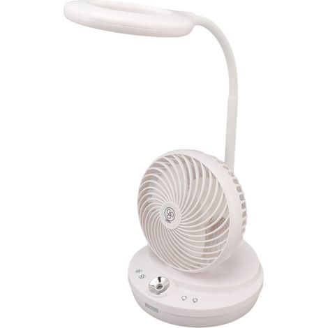 3 en 1 Lampe de Table Ventilateur Humidificateur Angle Luminosité Ventilation Réglables pour Chambre Étudiante Salle d'Étude Articles de Bureau Blanc 100 ml (1/5)
