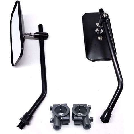 Weitwinkel-Klarsicht-Seitenspiegel-Set für Motorräder, kompatibel mit Stoßdämpfern mit einem Innendurchmesser von 38 mm (schwarz) (1/5)