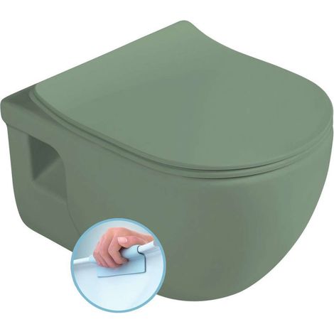Sapho Brilla - Inodoro colgante, sin borde, verde mate 100614-128