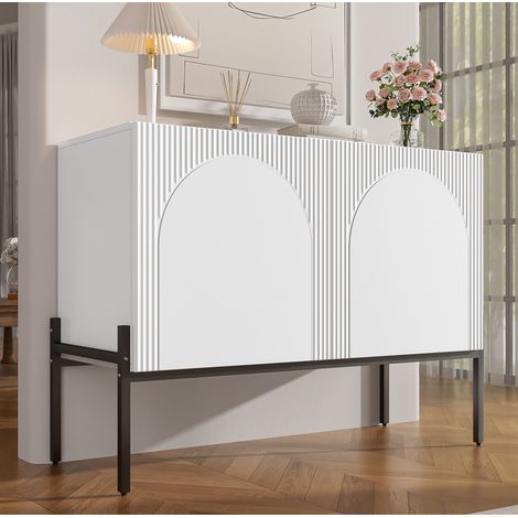 Buffet à 2 portes, 100 x 40 x 75 cm, avec pieds en métal, blanc HAVRYA (1/5)