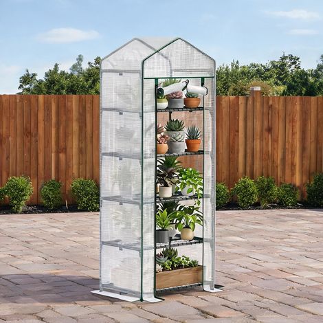 Serre de jardin coloris blanc en acier plastique 69 x 49 x 193 cm (1/5)