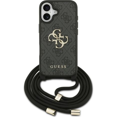 Guess 4G Big Logo Cord Strap Crossbody Case für iPhone 17 Schwarz