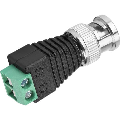 Lot de 10 connecteurs d'alimentation CC pour caméra coaxiale CCTV, avec bornes BNC mâles vertes (audio/vidéo). (1/5)