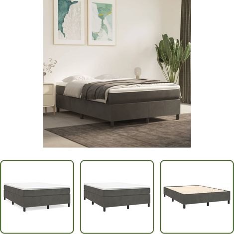 Samtbettgestell - Boxspringbettgestell Dunkelgrau 140x200 cm Samt (1/5)