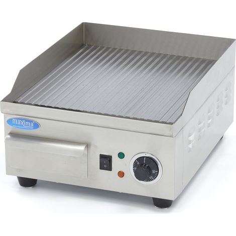 Plaque de cuisson - Rainurée - 36cm - incluant un bac de récupération de graisse - Maxima