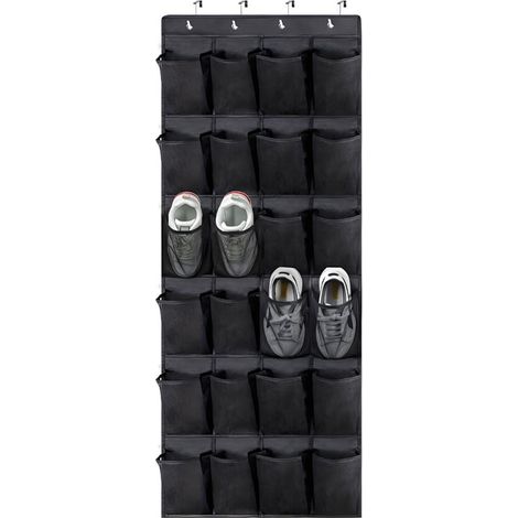 Sac à chaussures suspendu noir - organiseur de chaussures pour porte - 24 compartiments - gain de place - Système de rangement pour chaussures - Gain de place - Organisateur pour la porte - Rangement (1/5)