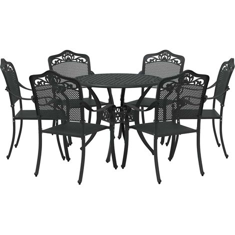 Maison Exclusive - Garten Essgruppe 7 pcs Schwarz Aluminium