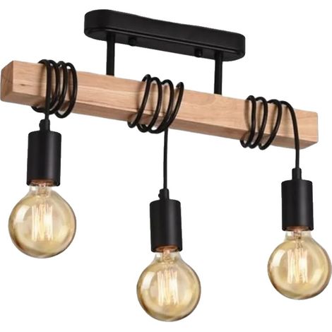 Lampada a sospensione, design Boho Vintage, struttura in legno, 1 pezzo, lampadina non inclusa (1/2)