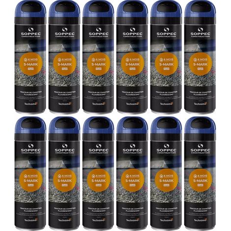 Lot de 12 Bombes à tracer chantiers TP Fluo S MARK - Bleu 500ml (1/2)