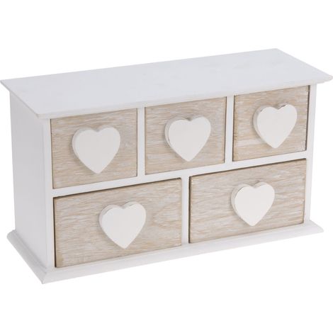 Holz Schmuckkästchen klein - 5 Schubladen - Schmuck Schatulle Aufbewahrungsbox