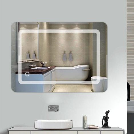 Aqrau Miroir de salle de bain avec éclairage LED 9W 50x70cm
