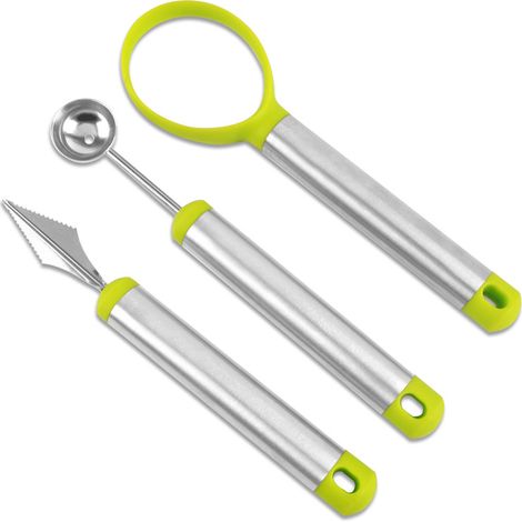 Outil de couteau à découper les fruits en acier inoxydable 3 pièces, moule à couteau à découper, couper les fruits et légumes, adapté pour couper les fruits ménagers et enlever les graines de fruits,