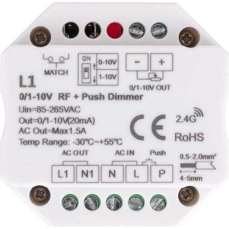 Regulador LED 0/1-10V RF/Pulsador Blanco (1/4)
