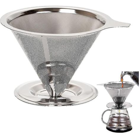 Kaffeefilter aus Edelstahl, wiederverwendbarer konischer Kaffeefilterhalter, Permanent-Kaffeefilter, Kaffeefilterhalter aus Metall mit papierloser Basis, Kaffeefilter für...
