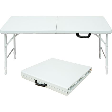 Tavolo pieghevole portatile 125 x 61 cm, altezza regolabile, portata 135 kg, bianco DESVIAE (1/5)