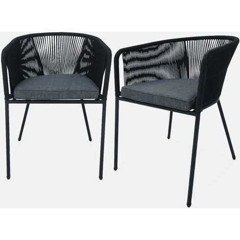 Sillón de jardín de cuerda y acero galvanizado, set de 2 (1/5)