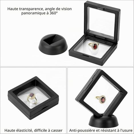 3D Floating Display Frame 7x7cm with Base Clear Jewelry Storage Box TPU Film (1/4)