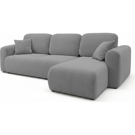 Selsey OLIDO – Ecksofa mit Schlaffunktion, universal, Grau-Samt (1/5)