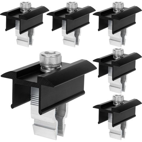 Kit de fixation pour panneaux solaires (6 pièces), pince centrale en aluminium pour module solaire, pour panneaux solaires photovoltaïques (1/5)