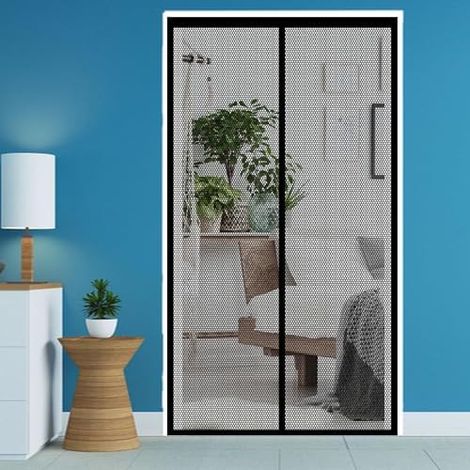 Moustiquaire Porte Fenêtre Aimantée 78 x 215 cm Rideau Anti Mouche Fermeture Automatique Installation Facile Sans Outils pour Porte de Balcon, de Cave et de Terrasse, Noir (1/5)