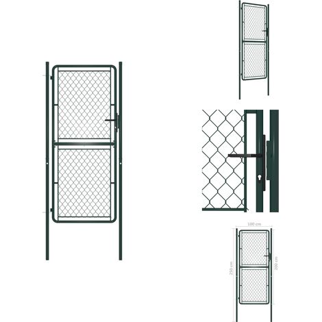 Gartentor Stahl 100 x 200 cm Grün - Zaun - Gartentor - Stahltür - Sicherheitszaun - Hauseingangstor (1/4)