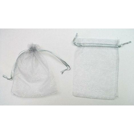 Bolsa de organza plateada de 30 x 19 cm, 12 unidades  0036