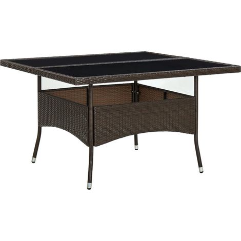 Table à manger de jardin Scandinave - Table de salle à manger Marron Résine tressée et verre BV156408 - BonneVie (1/4)