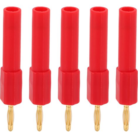 Adaptateur de fiche banane 5 pièces avec connexion rouge robuste et bonne conductivité, adaptateur de fiche banane 2 mm à 4 mm. (1/5)