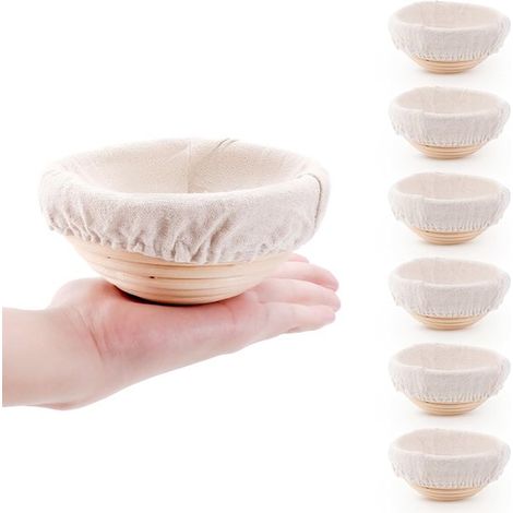 Mini cestas y moldes para hornear masa de pan (juego de 6，12,7 cm)，cuencos para hornear pan con levadura para panaderos profesionales y caseros