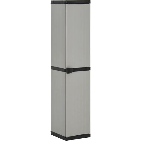 Mobile contenitore da giardino 34 x 40 x 168 cm con 3 ripiani design compatto in PVC grigio 020047065