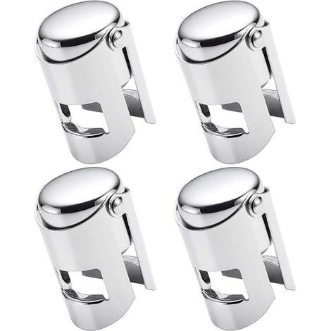 Champagne stoppers, set of 4, vacuum-sealed, stainless steel, for sparkling wine bottles. - AquaForge (1/5)