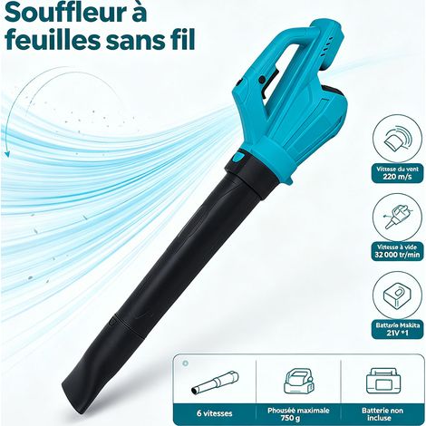 Souffleur à Feuilles sans Fil pour Batterie Makita 21V , souffleur électrique de Chantier, 6 Vitesses Variables jusqu'à 220m/s 32000r/min, pour Jardin Terrasse Garage Voiture(Piles non incluses) (1/5)