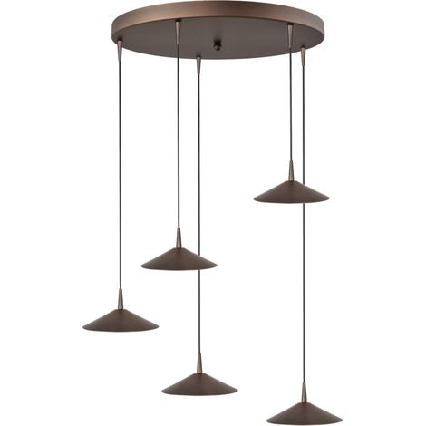 Lampe suspendue à 5 lumières Ceppo brun cacao Ø 18 cm rond - 2152-15-15-50-5-18 (1/3)