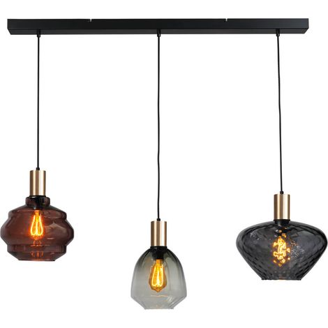 Lampe suspendue 3 lumières - dorée - Porto avec des lunettes différentes - 2711-05-02-100-3-184 (1/3)